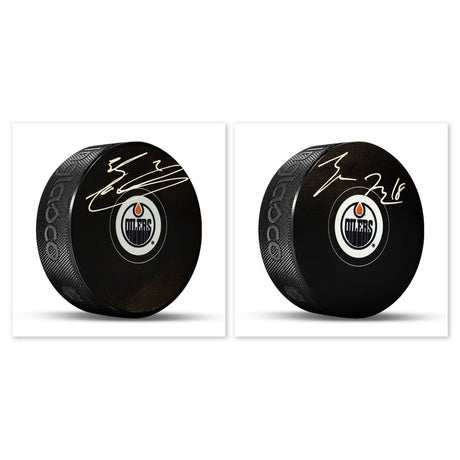 Edmonton Oilers Signed Puck Bundle (Bouchard, Hyman) - AUCTION