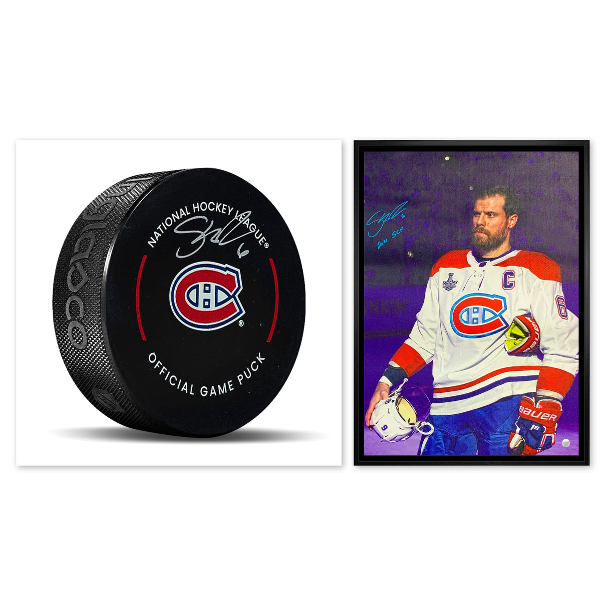 Shea Weber Signed 20x29 Framed Canvas and Signed Official Game Puck Bundle - AUCTION