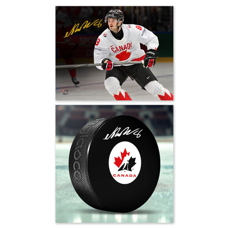 Noah Dobson Signed 8x10 Photo and Signed Team Canada Puck Bundle - AUCTION