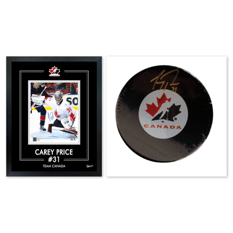 Carey Price Signed 8x10 PhotoGlass Frame WCOH and Signed Team Canada Puck Bundle - AUCTION