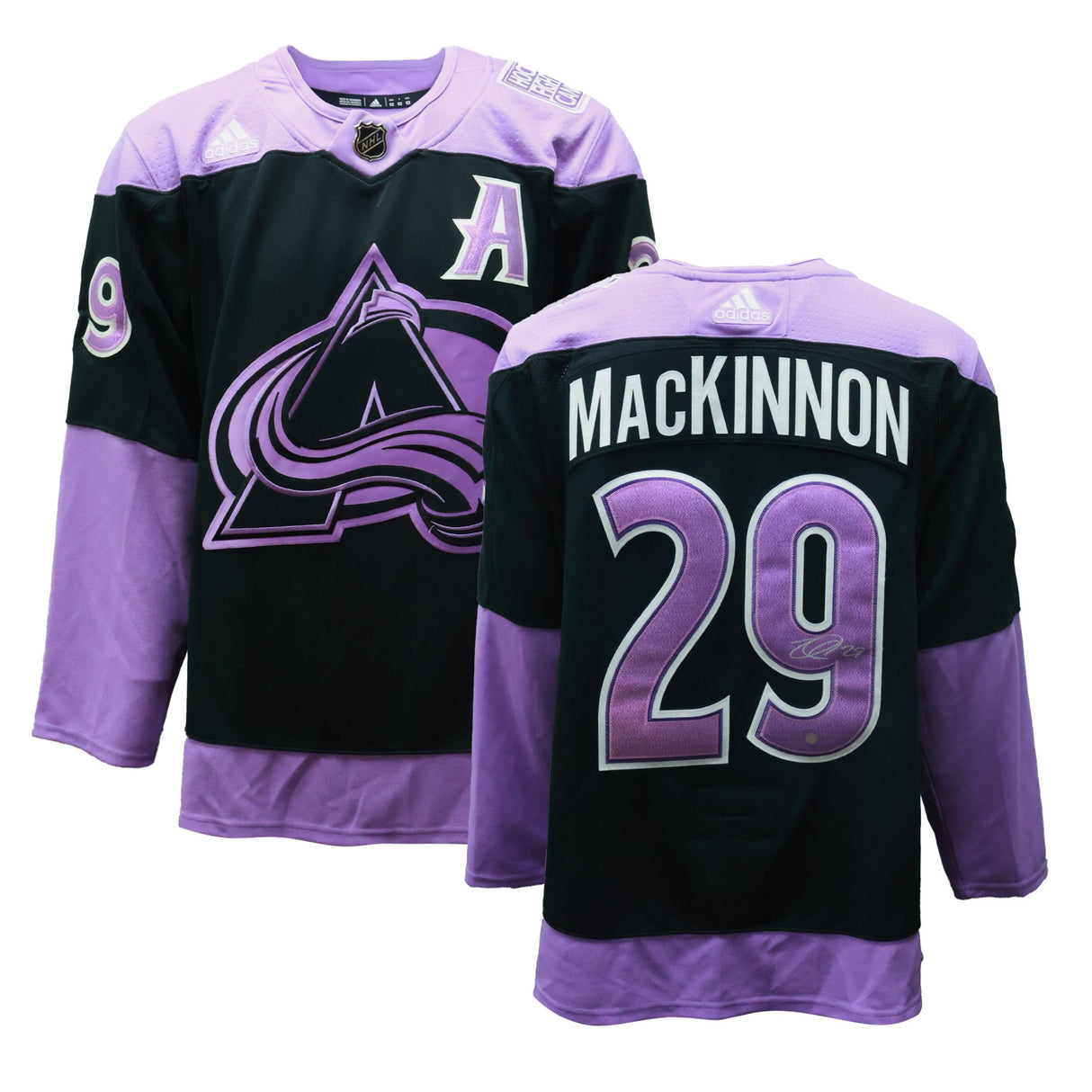 Nathan MacKinnon Signed Jersey Avalanche Black Hockey Fights Cancer Adidas - AUCTION