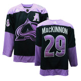 Nathan MacKinnon Signed Jersey Avalanche Black Hockey Fights Cancer Adidas - AUCTION