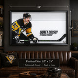 Sidney Crosby Signed Pittsburgh Penguins Framed 62x35 Game Used Broken Shaft Stick - AUCTION