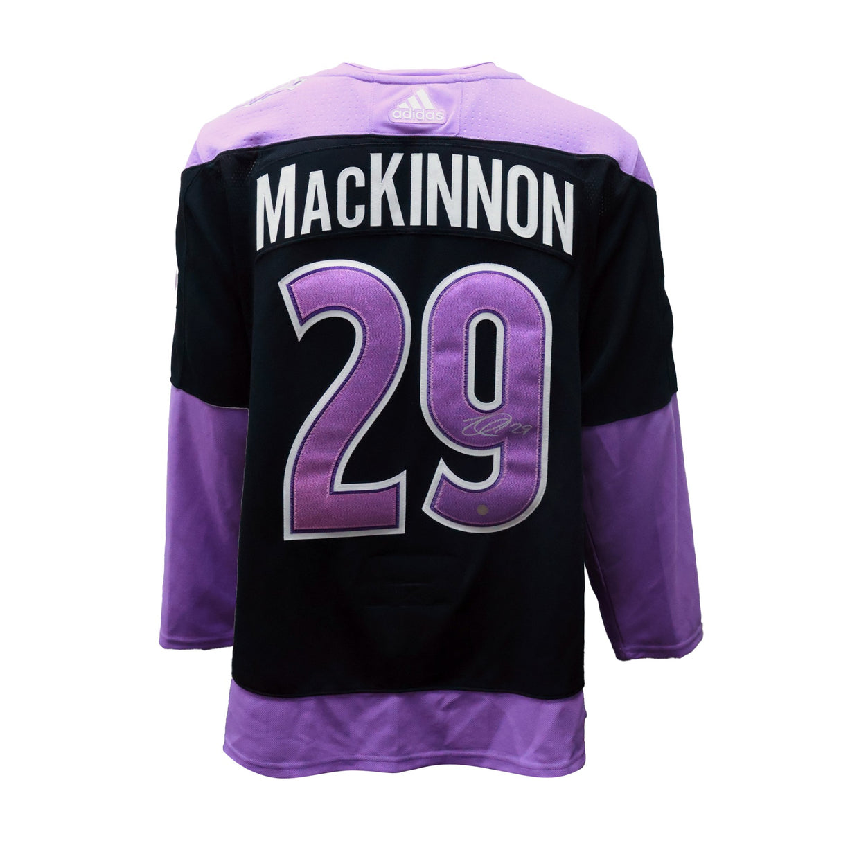 Nathan MacKinnon Signed Jersey Avalanche Black Hockey Fights Cancer Adidas - AUCTION