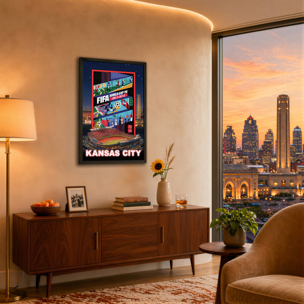 Kansas City Host City Edition 19.5x28 Frame 2026 Officially Licensed FIFA World Cup Poster