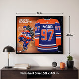 Connor McDavid Signed Deluxe Framed 40x50 Art Work Edition Edmonton Oilers Adidas Authentic Home Jersey
