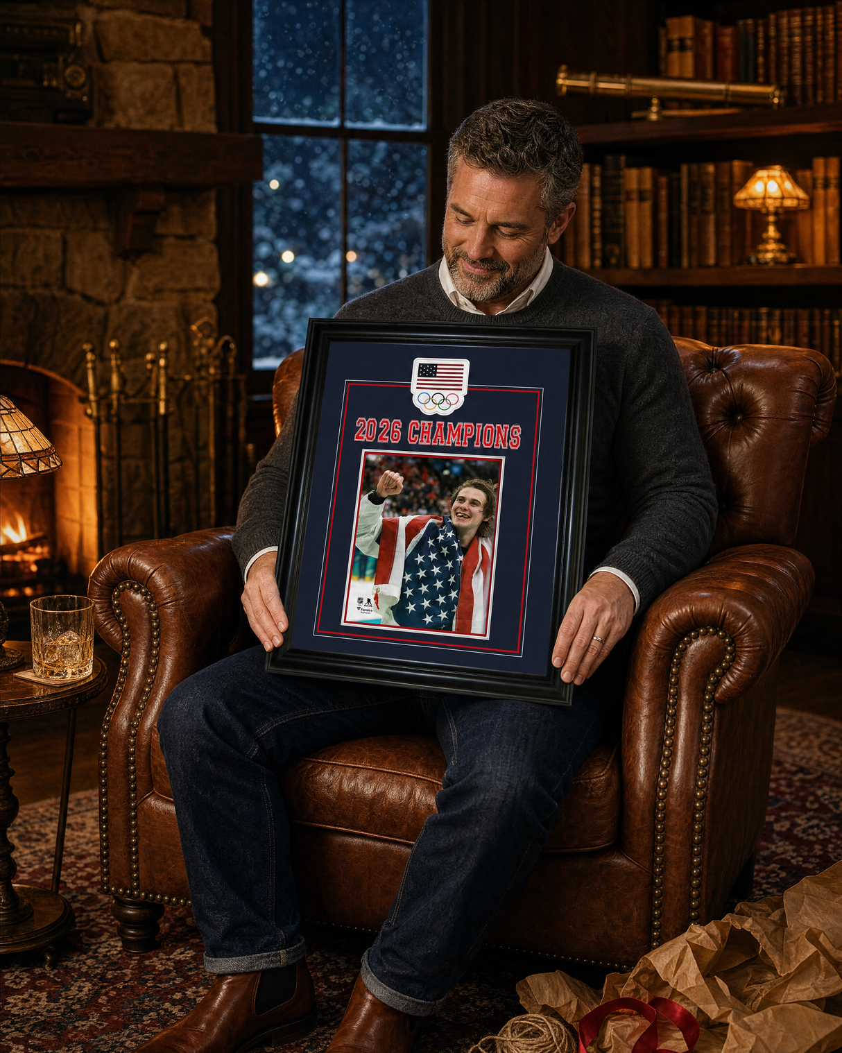 Jack Hughes Framed 16x20 Team USA  2026 Winter Olympics Gold Medal Celebration
