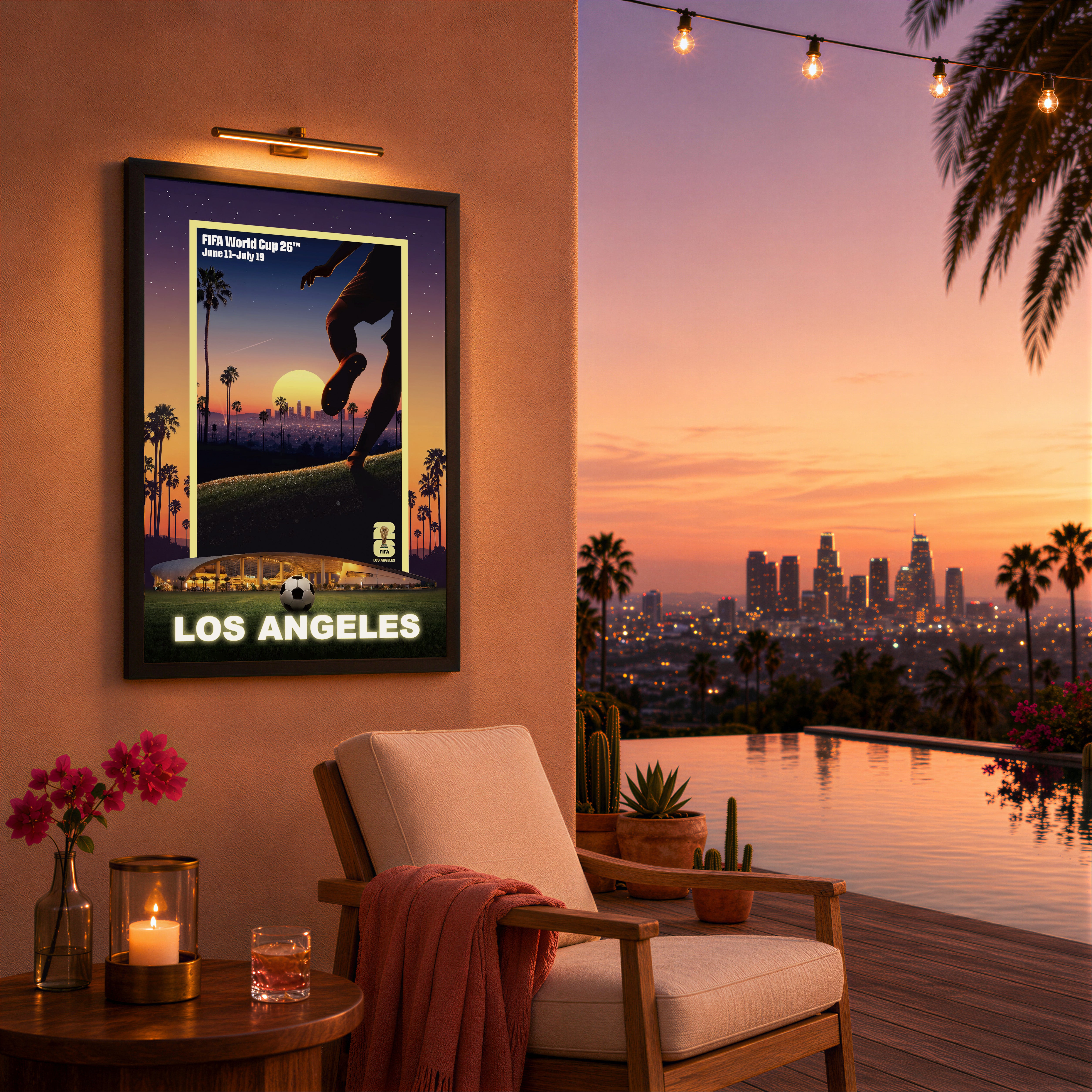 Los Angeles Host City Edition 19.5x28 Frame 2026 Officially Licensed FIFA World Cup Poster