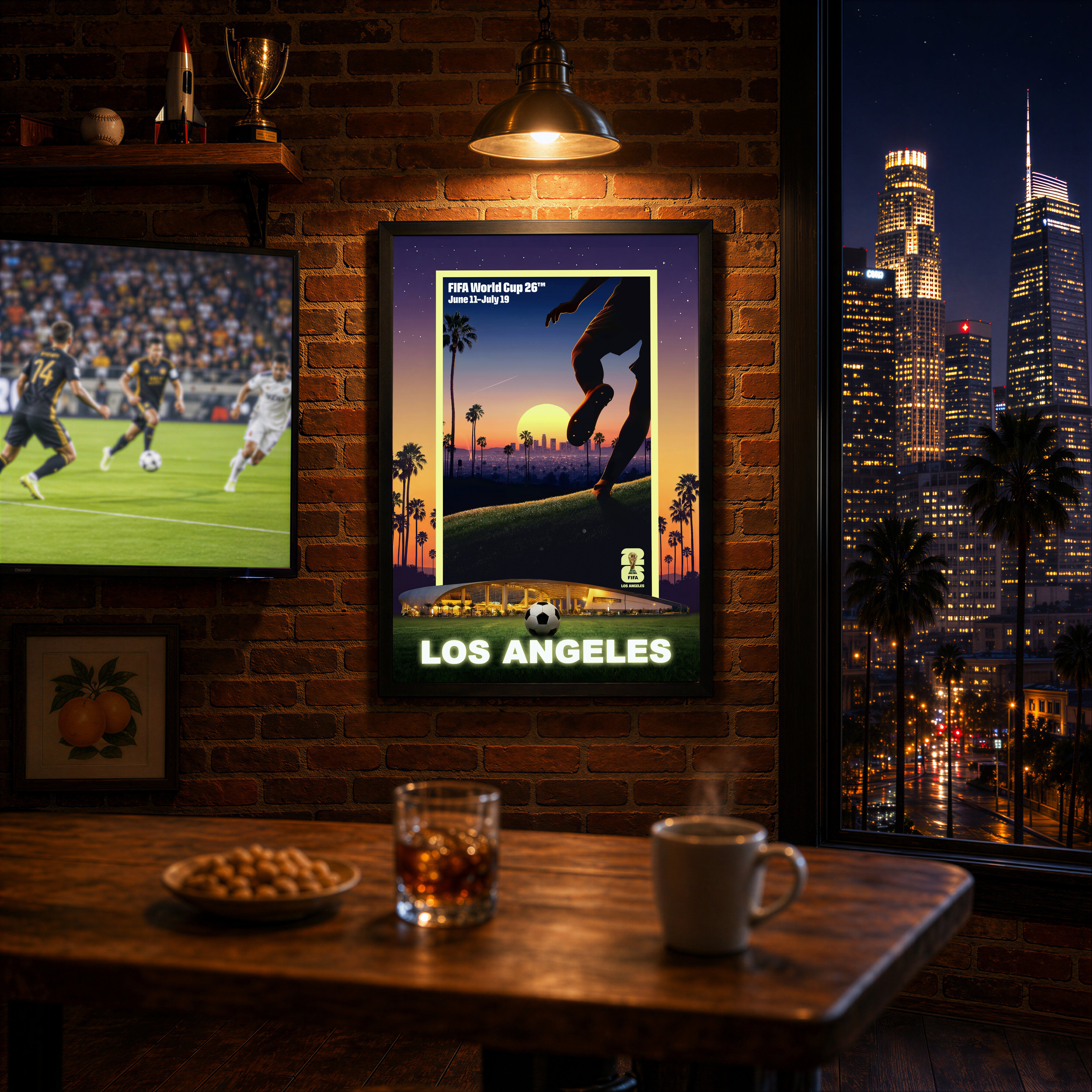 Los Angeles Host City Edition 19.5x28 Frame 2026 Officially Licensed FIFA World Cup Poster