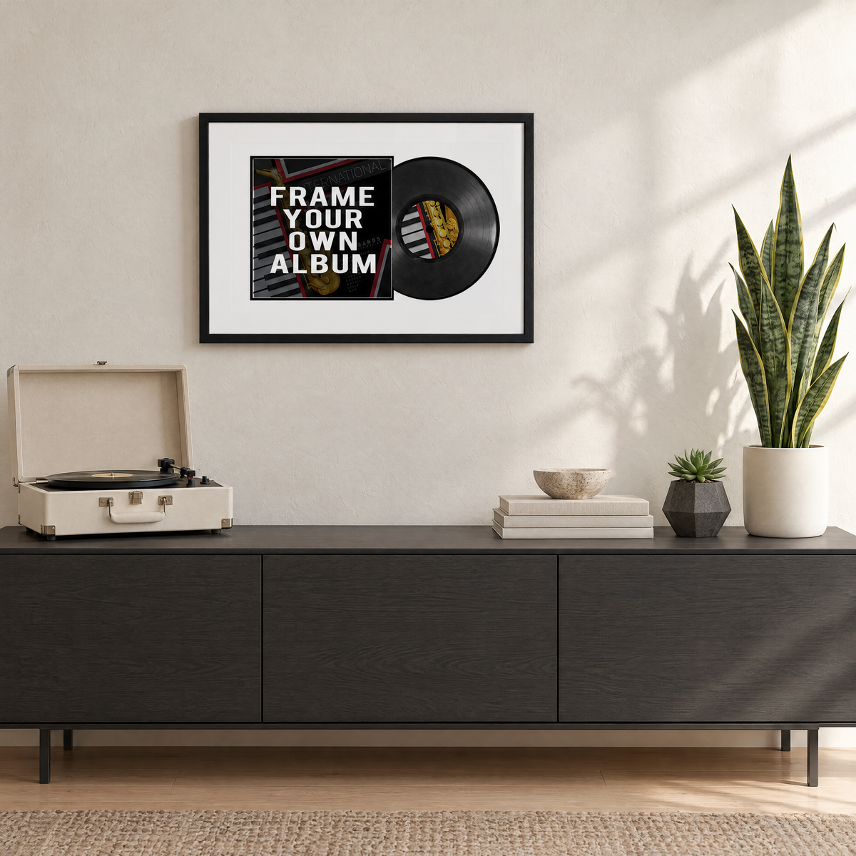 Vinyl Album Frame with Black Background