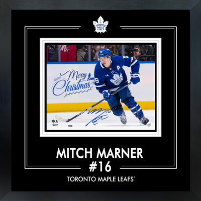 Mitch Marner Signed Framed Photoglass 8x10 Leafs Skating (Christmas Edition)