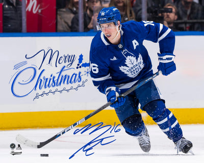 Mitch Marner Signed Unframed 8x10 Leafs Skating (Christmas Edition)