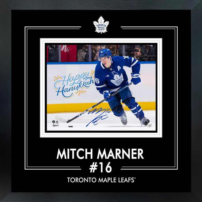 Mitch Marner Signed Framed Photoglass 8x10 Leafs Skating (Hanukkah Edition)