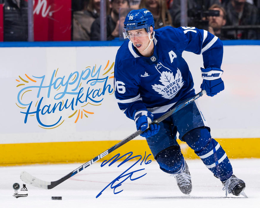 Mitch Marner Signed Unframed 8x10 Leafs Skating (Hanukkah Edition)