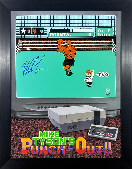 Mike Tyson Signed 26x32 Frame  “Mike Tyson’s Punch Out” Video Game Graphic - AUCTION