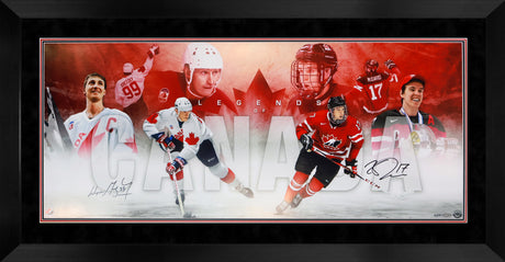 Wayne Gretzky and Connor McDavid Signed 42x18 Photo Framed with Psuede Mat "Legends of Canada" (Limited Edition of 150) - AUCTION