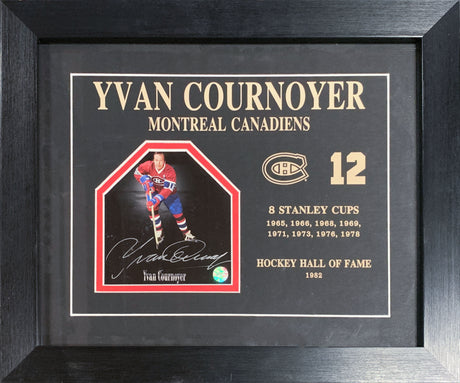 Yvan Cournoyer Signed Montreal Canadiens Framed 15x13 Mini Poster - AUCTION