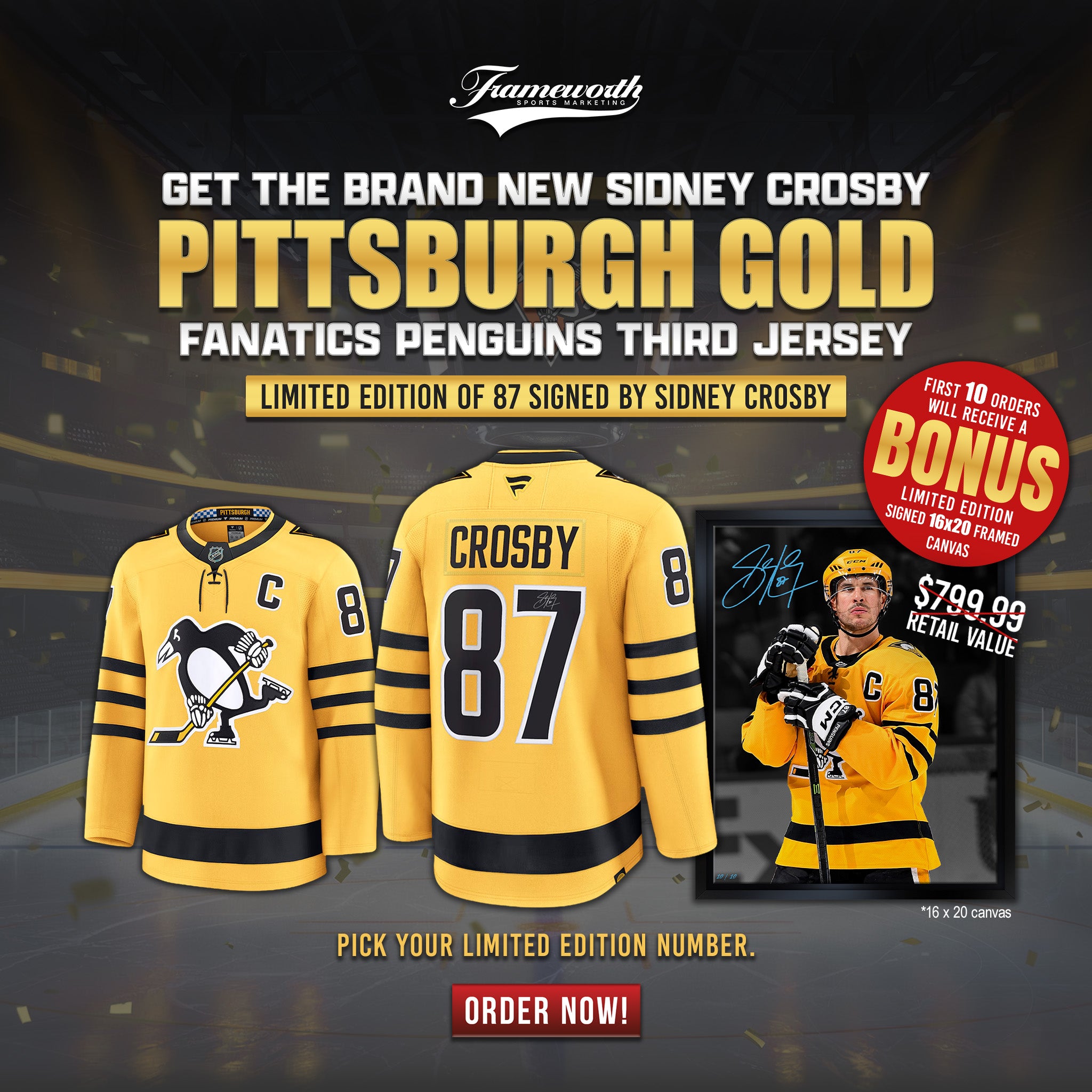 Auction - Sidney Crosby Signed Penguins 2025 Alternate Fanatics Premium Jersey (Limited Edition of 87) - AUCTION