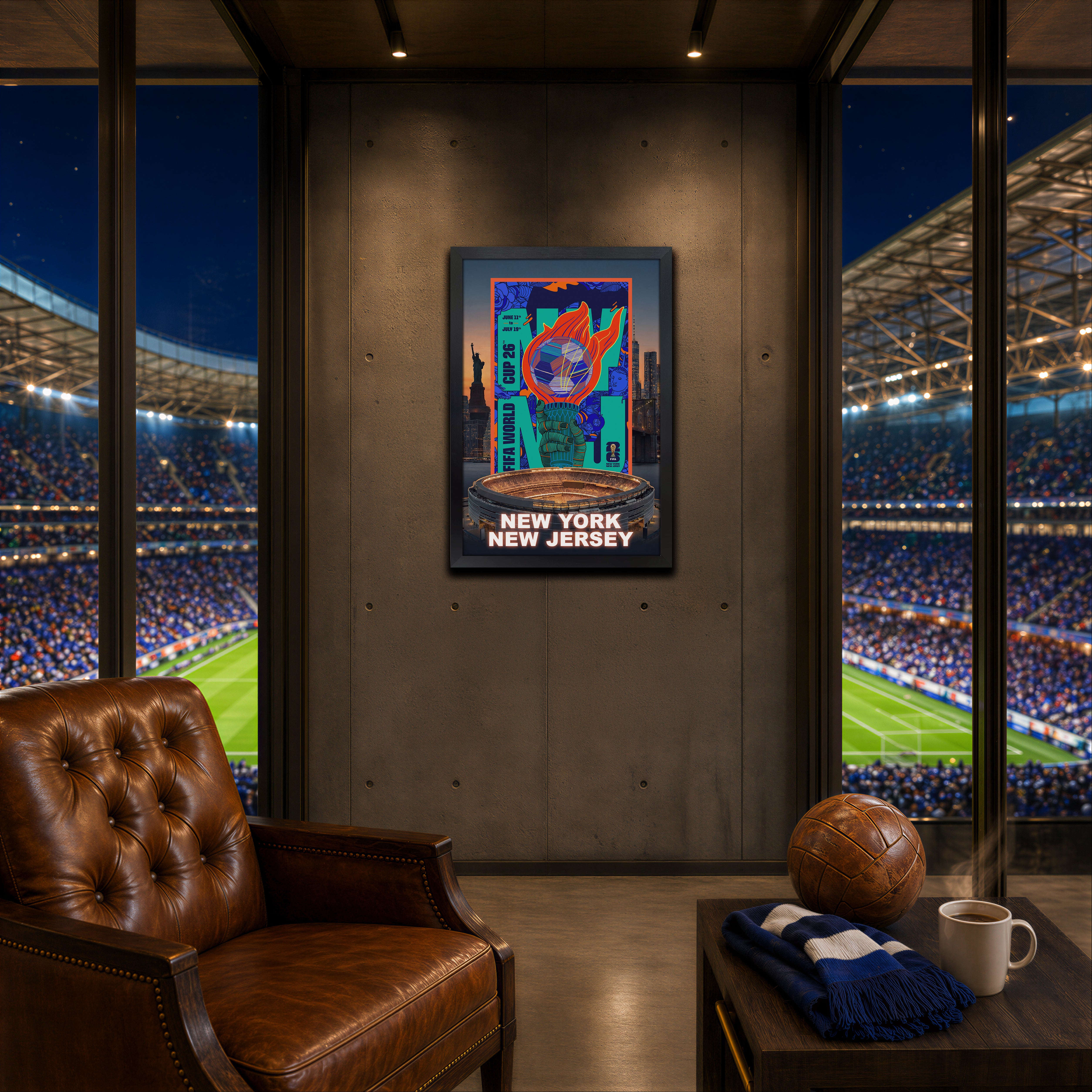 New York-New Jersey Host City Edition 19.5x28 Frame 2026 Officially Licensed FIFA World Cup Poster