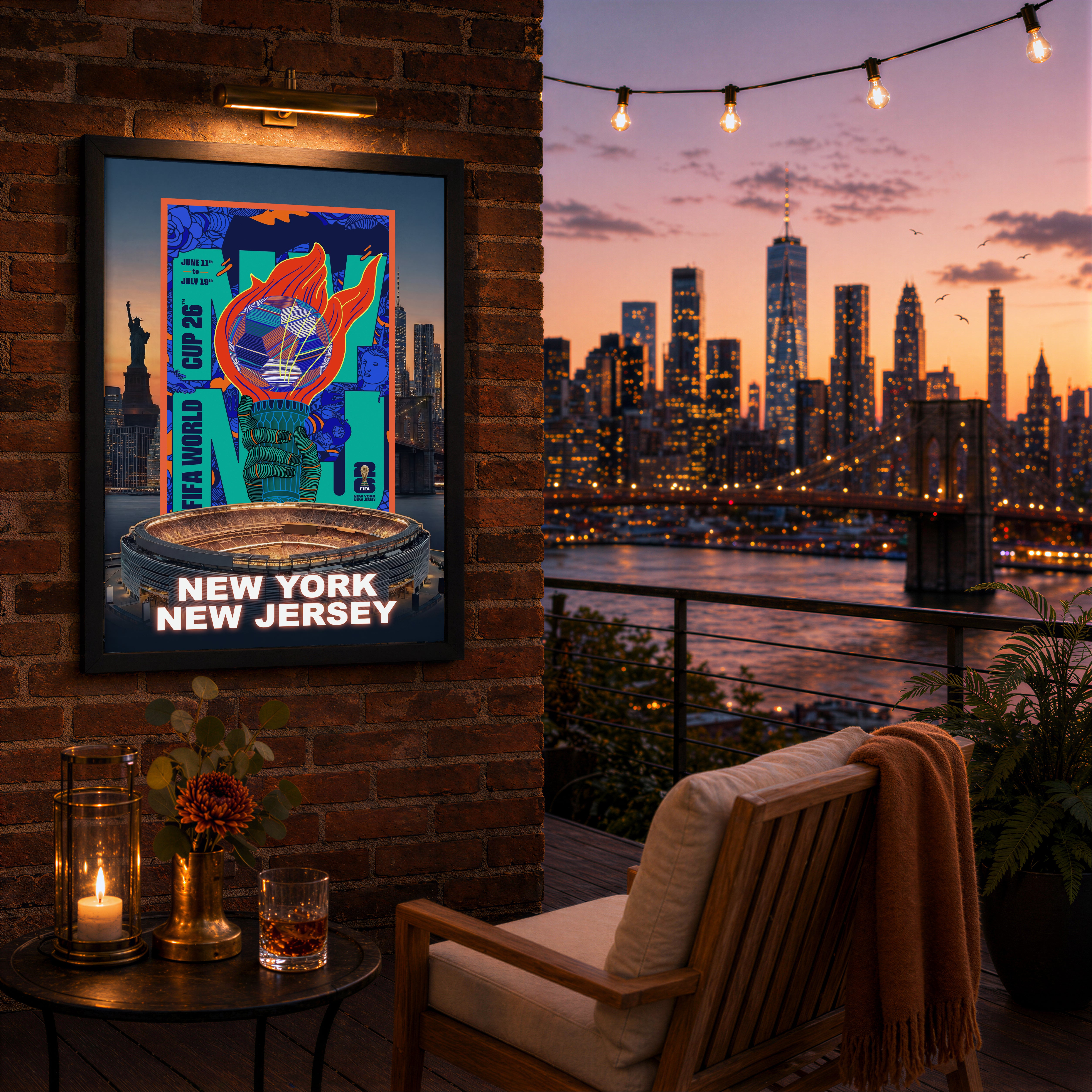 New York-New Jersey Host City Edition 19.5x28 Frame 2026 Officially Licensed FIFA World Cup Poster