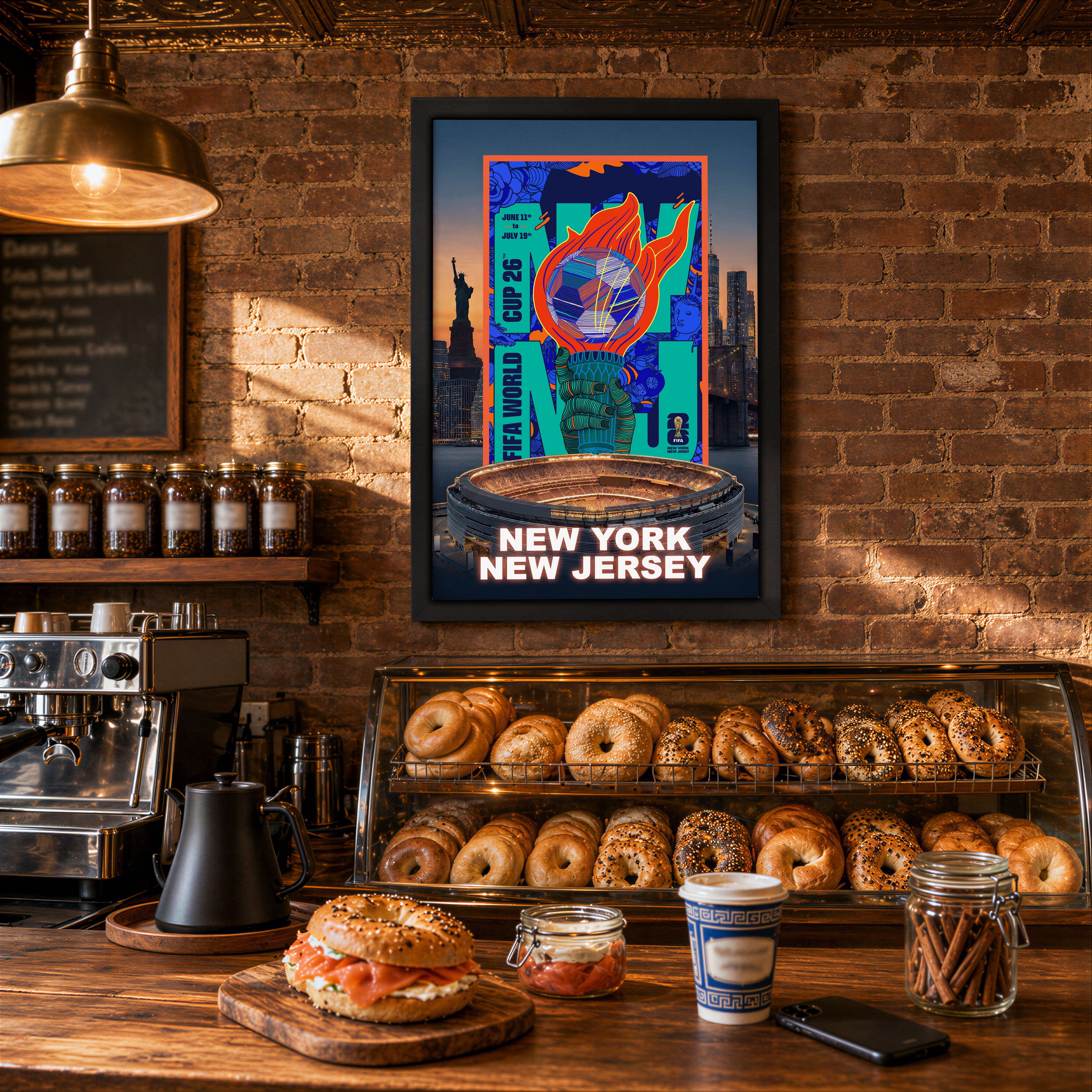 New York-New Jersey Host City Edition 19.5x28 Frame 2026 Officially Licensed FIFA World Cup Poster