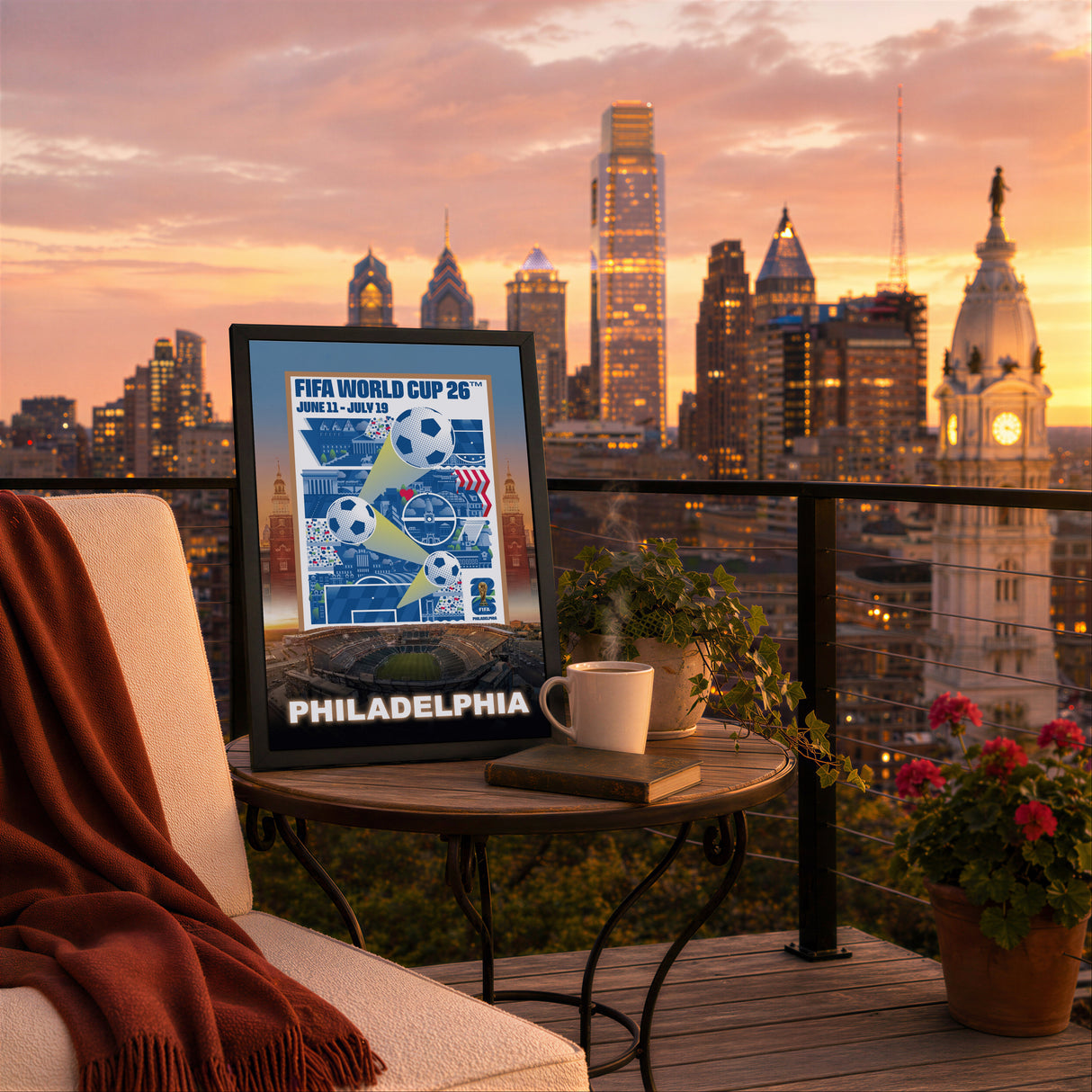 Philadelphia Host City Edition 19.5x28 Frame 2026 Officially Licensed FIFA World Cup Poster