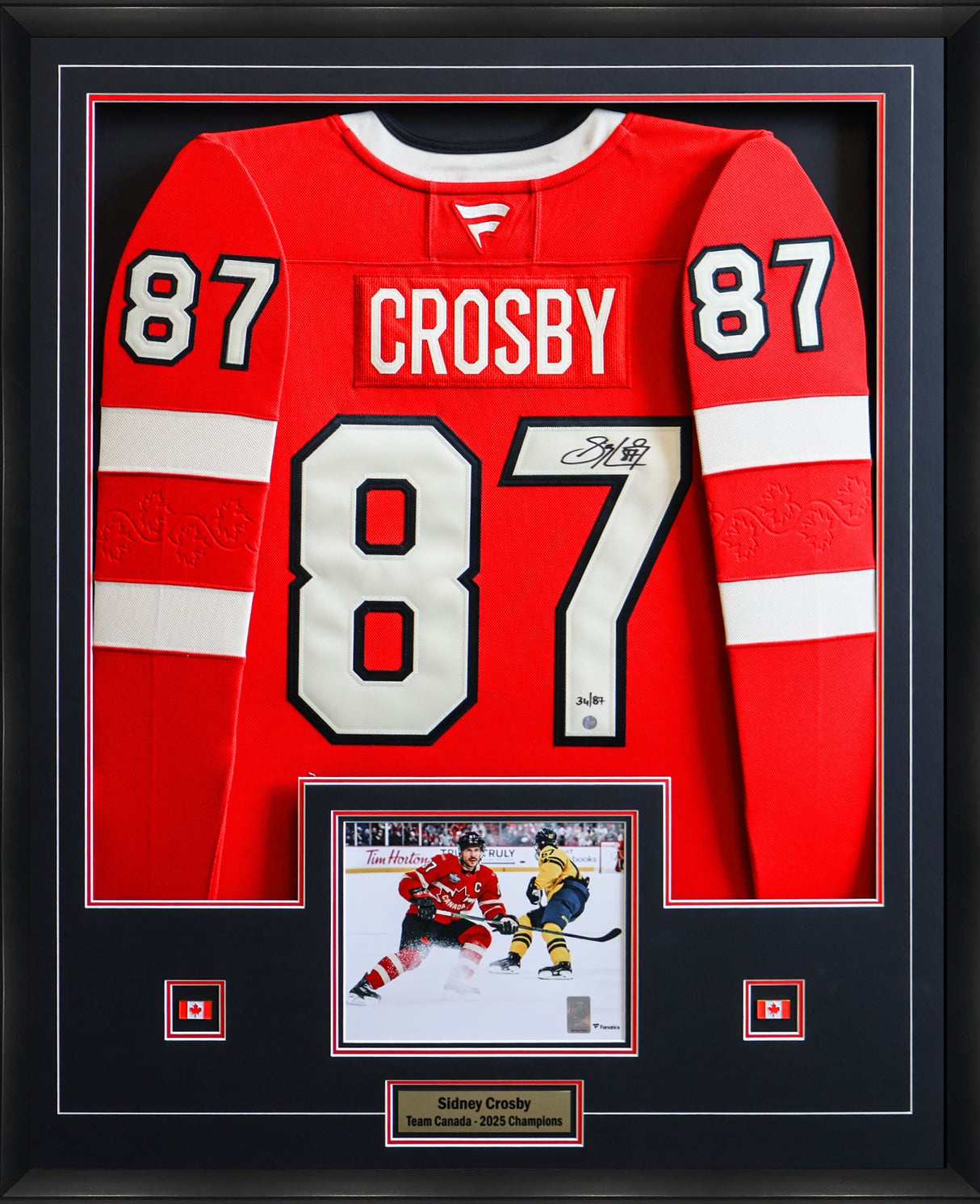 Sidney Crosby Signed Framed Jersey Four Nations Tournament Canada Fanatics Premium (Limited Edition of 87)