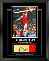 RJ Barrett Signed Toronto Raptors Game-Used Floor Framed 8x10 Photoglass